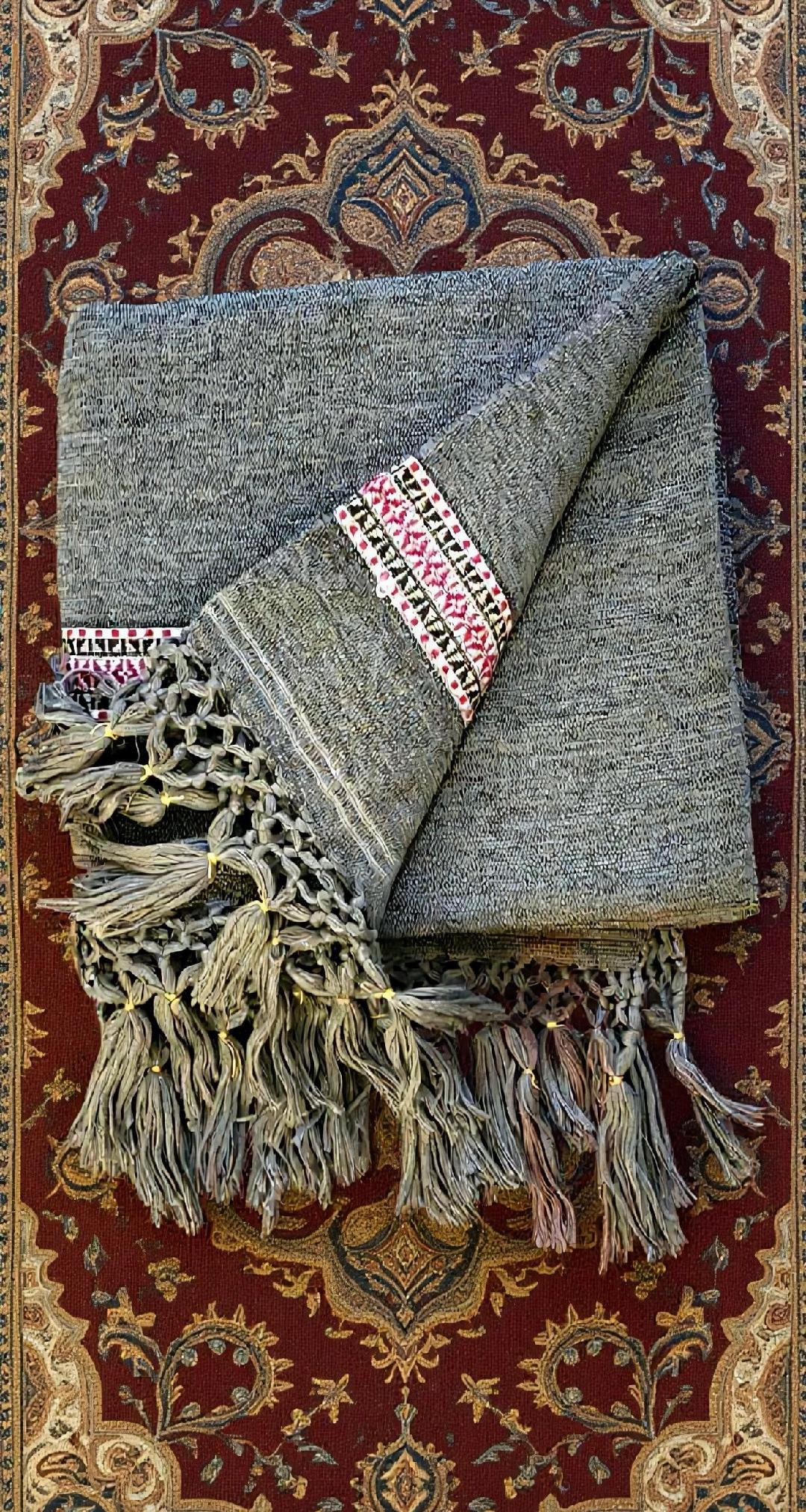 Grey Handcrafted Woven Shawl From Lahore, Pakistan